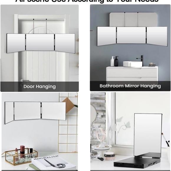 3 Way Mirror-360 Mirror for Self Hair Cutting, Adjustable & Foldable Trifold - Picture 4 of 6